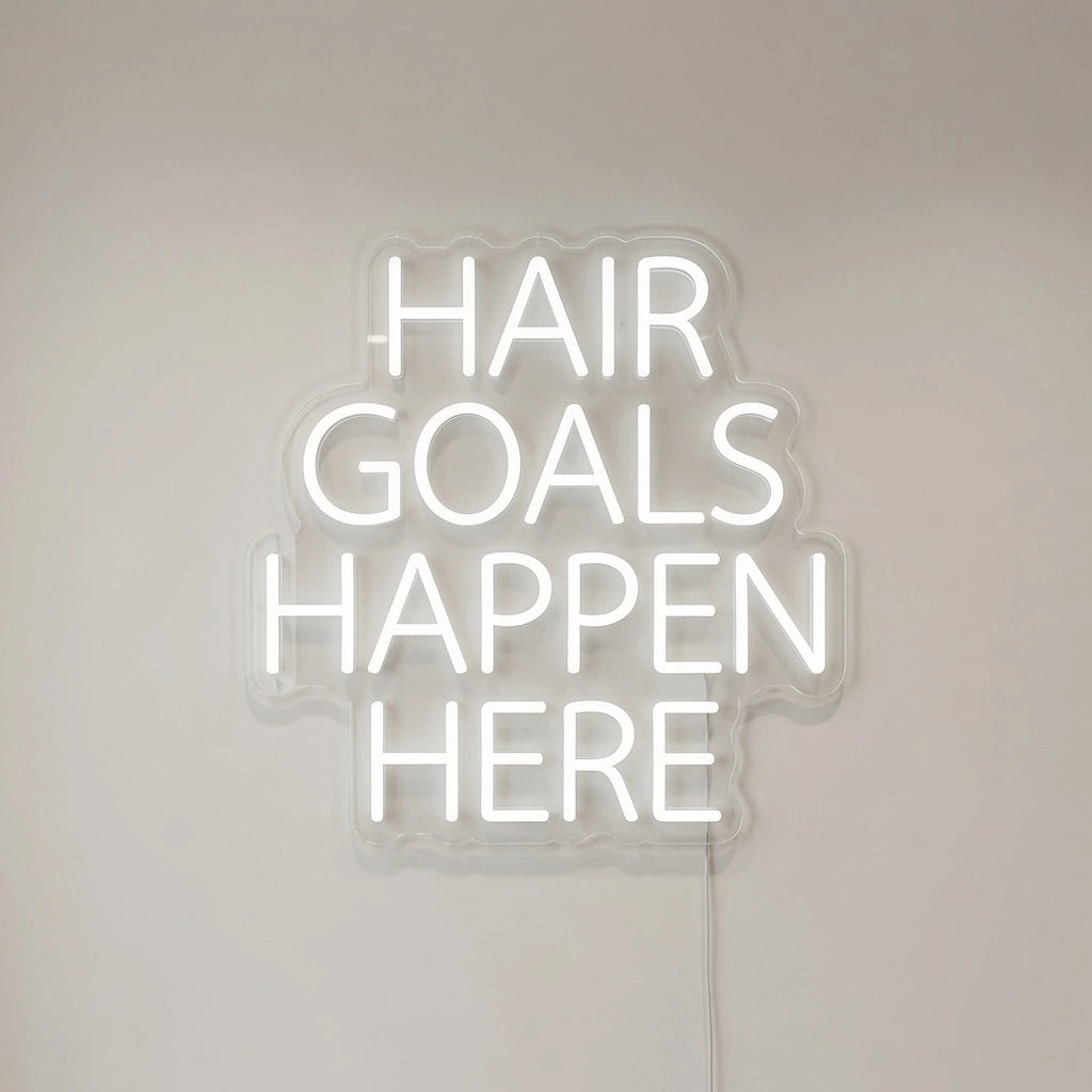Hair Goals Happen Here LED Neon Sign - 04 Size Image