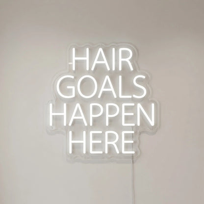 Hair Goals Happen Here LED Neon Sign - 04 Size Image