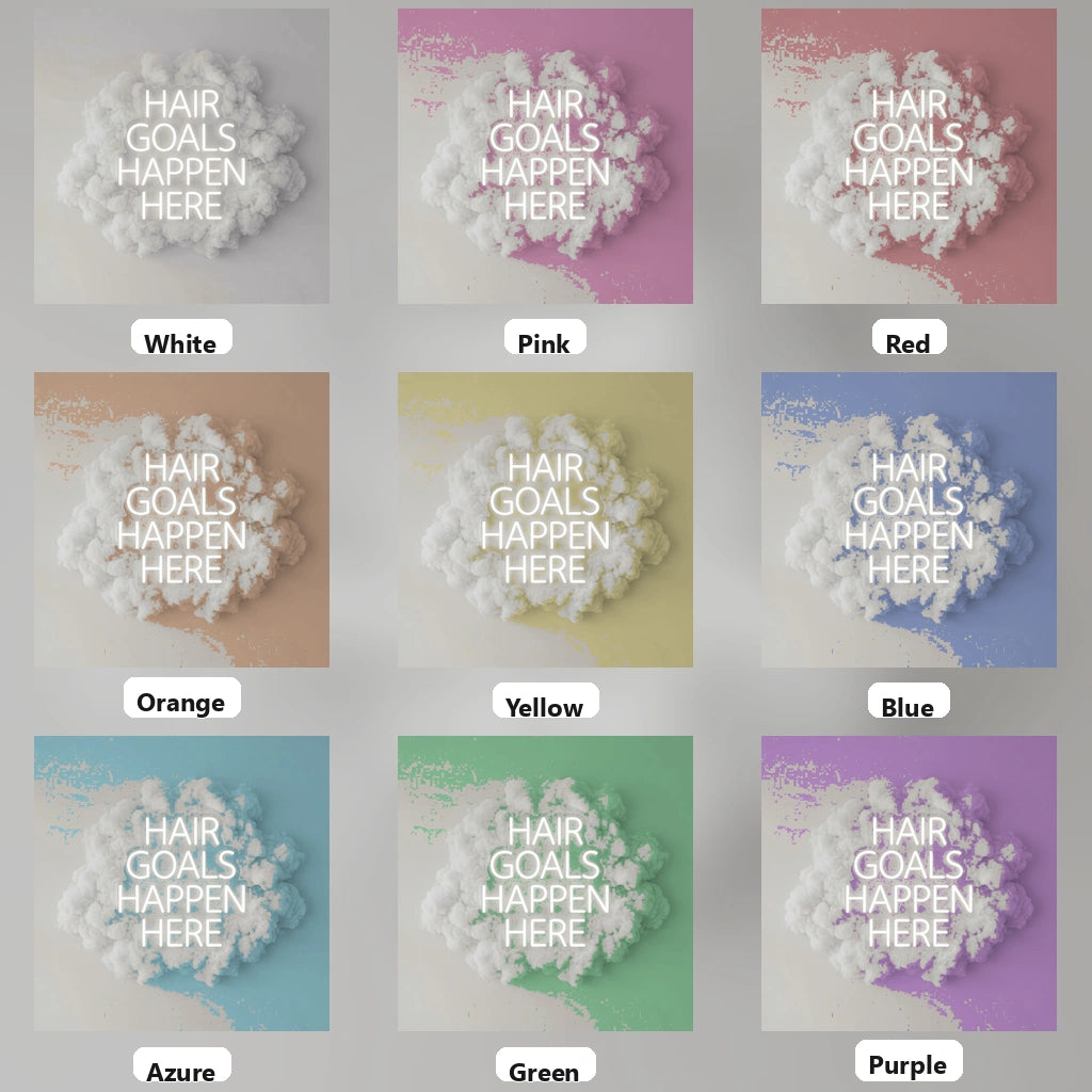 Hair Goals Happen Here LED Neon Sign - 05 Color Grid
