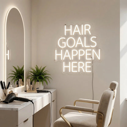 Hair Goals Happen Here LED Neon Sign - Shineneon