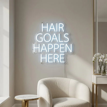 Hair Goals Happen Here LED Neon Sign Wall Neon Sign - 02 High-Converting Product Image