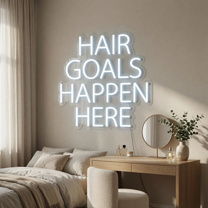 Hair Goals Happen Here LED Neon Sign Wall Neon Sign - 03 Real Lifestyle Scene
