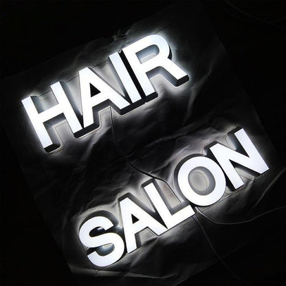 Hair Salon 3D Front And Back Lit Letters Metal Led Sign - Shineneon