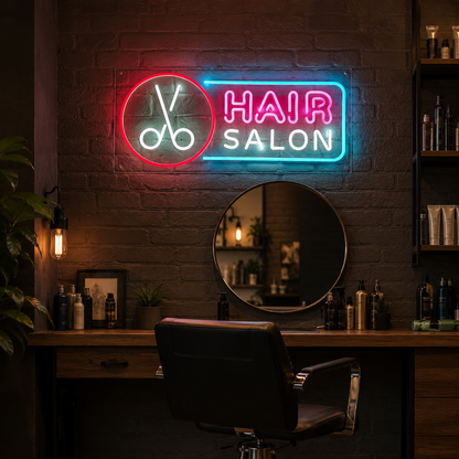 Hair Salon LED Neon Sign Home Wall Art - 03 Real Lifestyle Scene