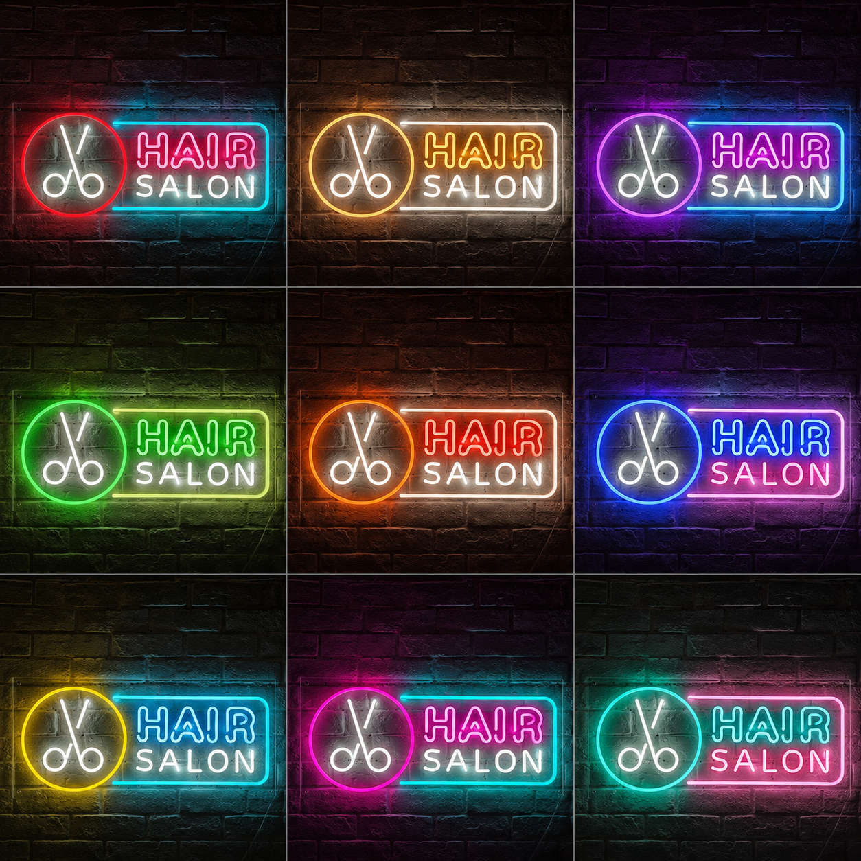 Hair Salon LED Neon Sign Home Wall Art - 05 Color Grid