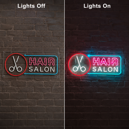 Hair Salon LED Neon Sign Home Wall Art - 06 Day Night Comparison