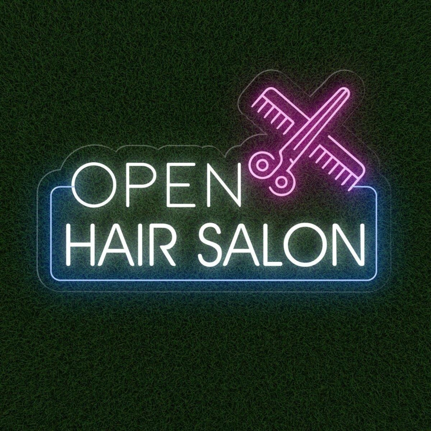 Hair Salon Open White Purple Blue Led Neon Sign For Indoor Outdoor Business Decor | Shineneon