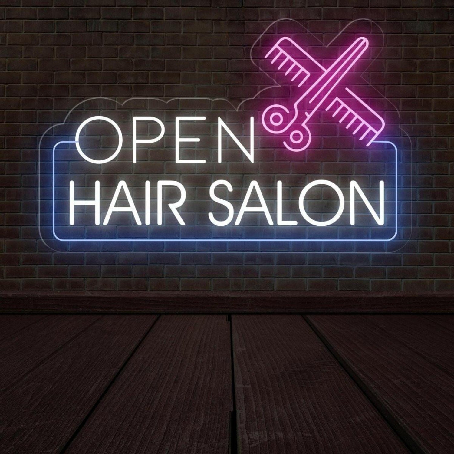 Hair Salon Open White Purple Blue Led Neon Sign For Indoor Outdoor Business Decor | Shineneon