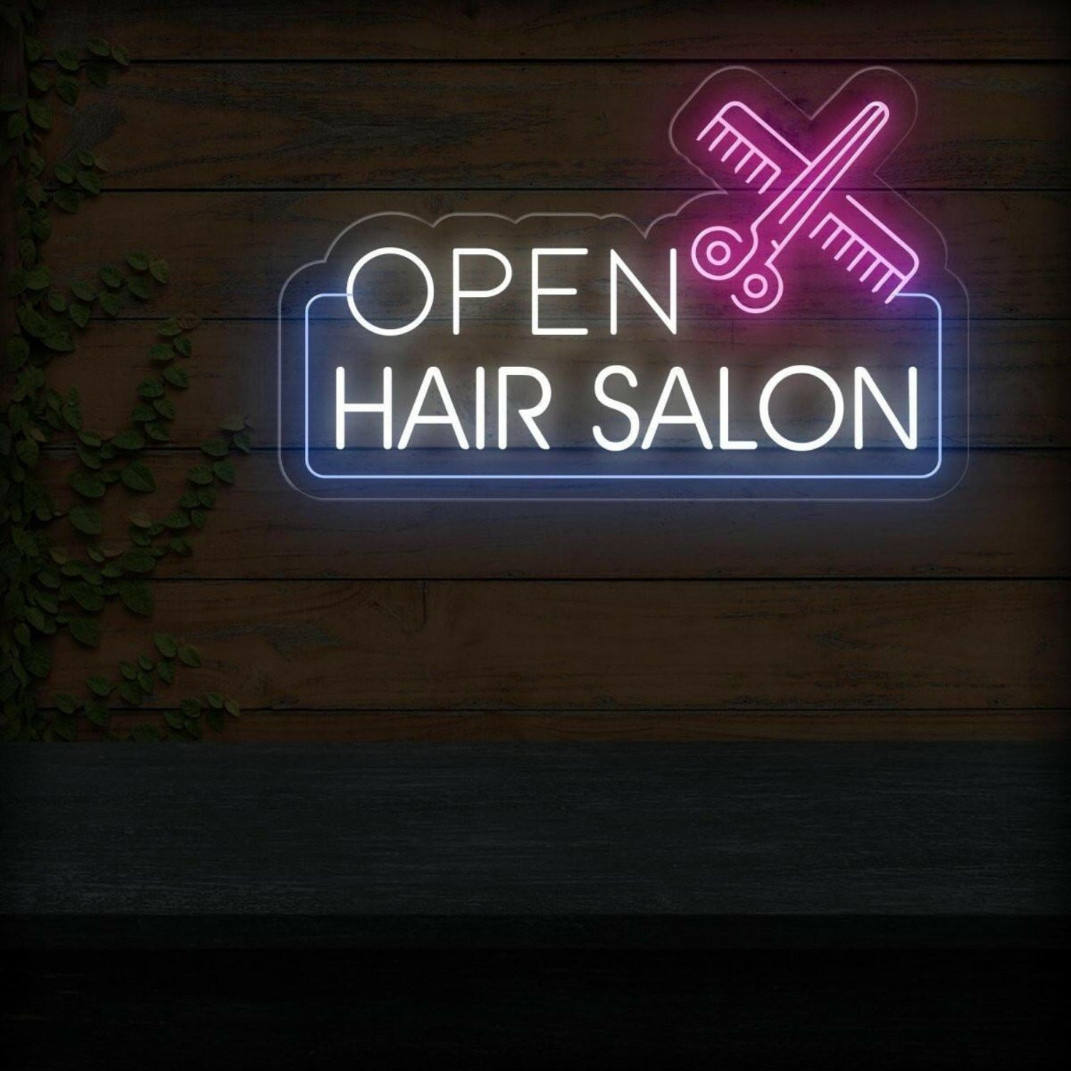 Hair Salon Open White Purple Blue Led Neon Sign For Indoor Outdoor Business Decor | Shineneon