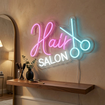 Hair Salon Wall Art LED Neon Sign - 03 Real Lifestyle Scene