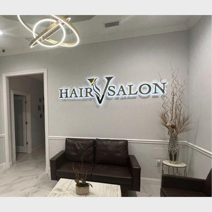 Hair V Salon 3D Backlit Channel Letters Led Light Sign - Shineneon
