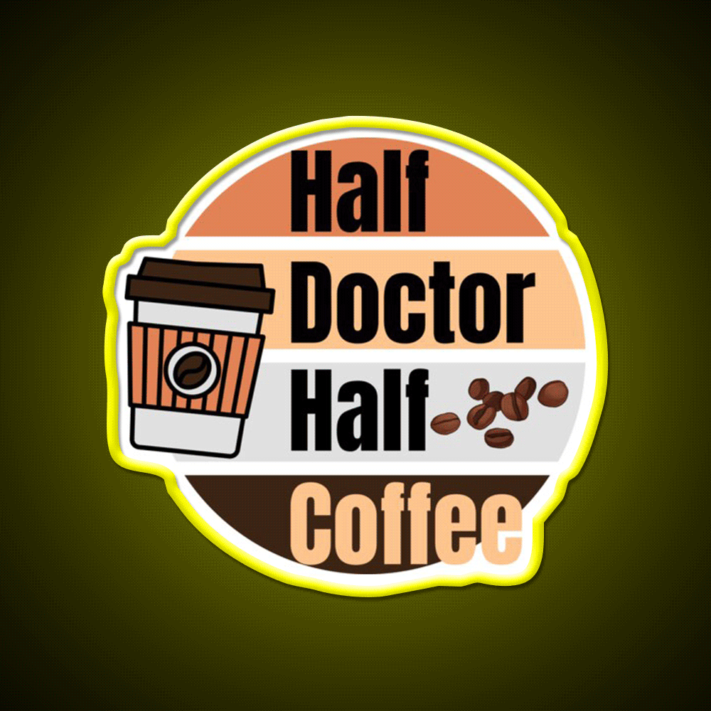 Half Coffee Half Doctor Cafe Led Neon Sign Espresso Bar Art Rgb Color