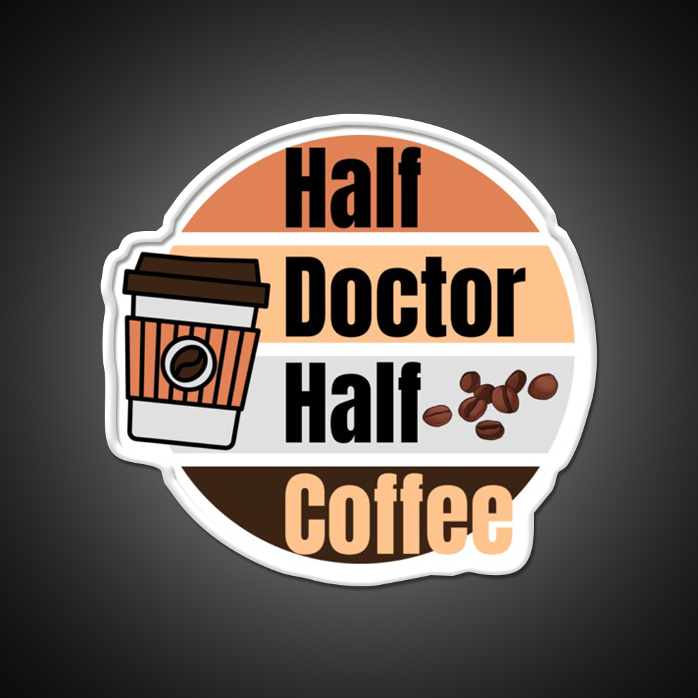Half Coffee Half Doctor Cafe Led Neon Sign Espresso Bar Art Rgb Color