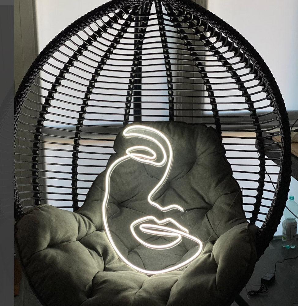 Half Face Abstract White Led Neon Sign For Indoor Home Decor | Shineneon