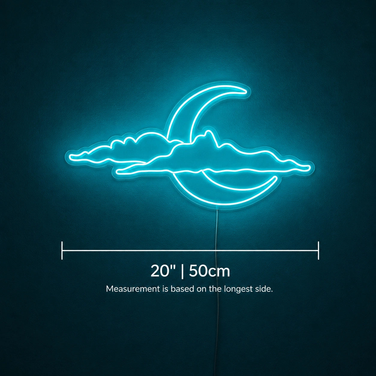 Half Moon Clouds Neon Sign LED Neon Sign size image
