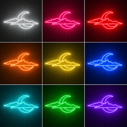 Half Moon Clouds Neon Sign LED Neon Sign color grid