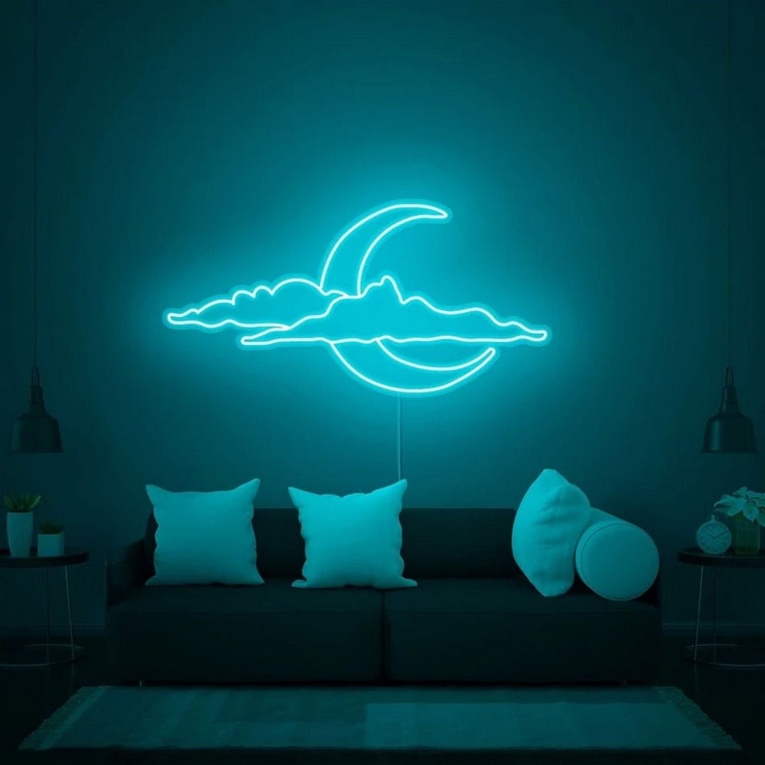 Half Moon With Clouds Led Sign Business Neon Sign - Shineneon