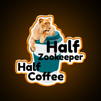 Half Zookeeper Half Coffee Lion Cafe Led Neon Sign Espresso Bar Art Rgb Color - Shineneon