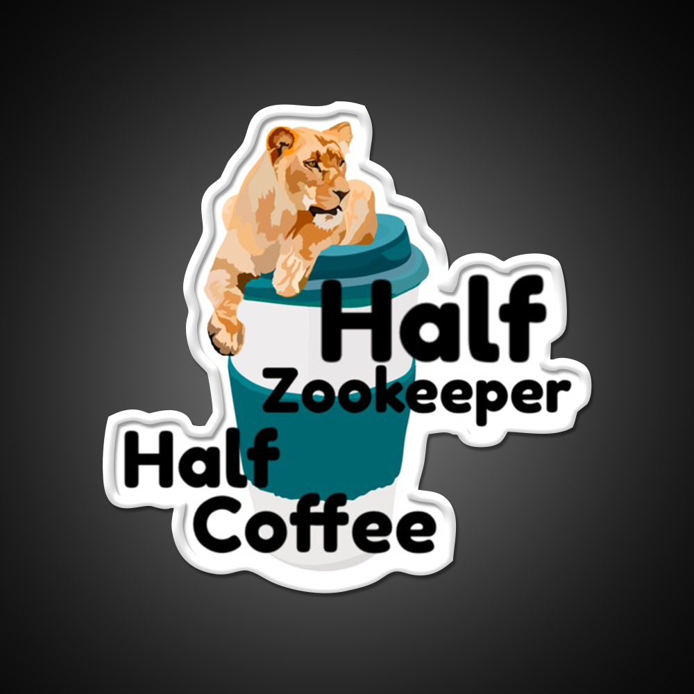 Half Zookeeper Half Coffee Lion Cafe Led Neon Sign Espresso Bar Art Rgb Color