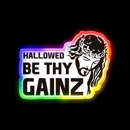 Hallowed Be Thy Gainz Gym Fitness Led Neon Sign Rgb Color