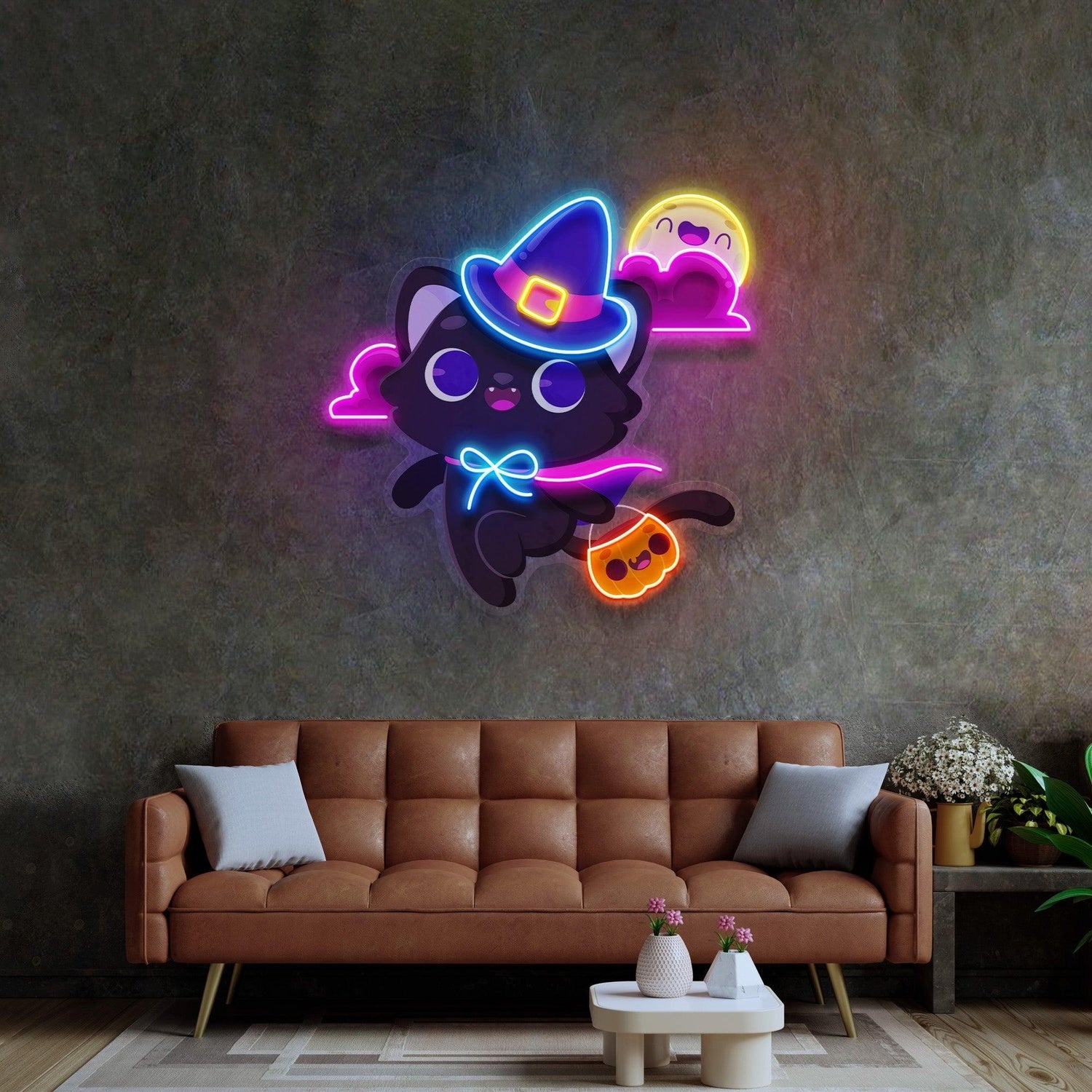 Halloween Cat Multicolor Uv Printed Led Neon Sign Indoor Home Decor | Shineneon