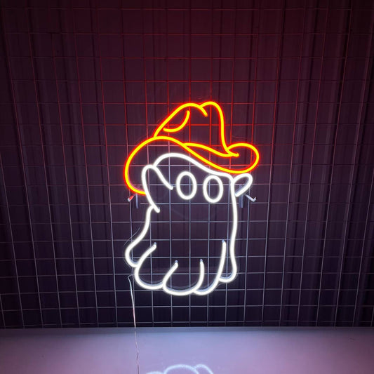 Halloween Cowboy Ghost Neon Sign