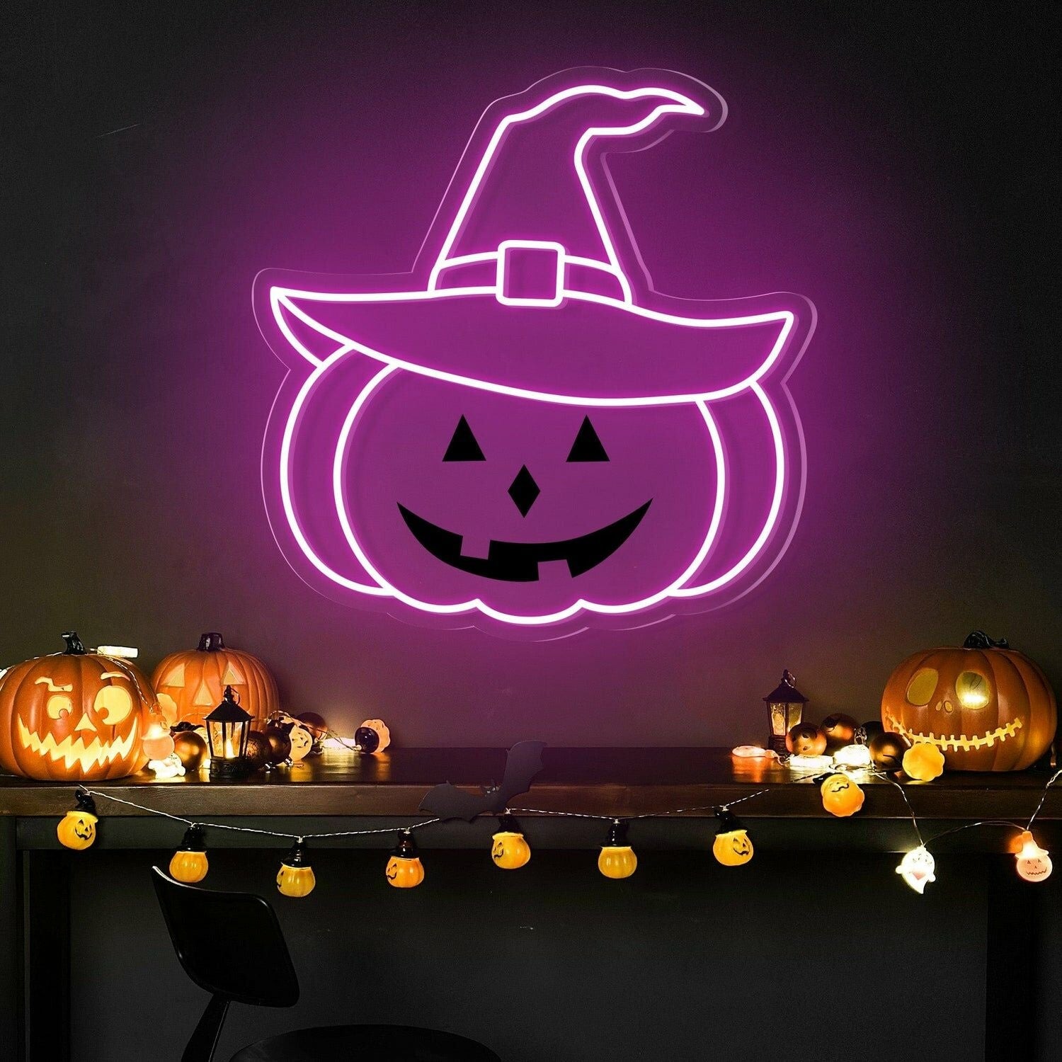 Halloween Festivities Pumpkin Hat Neon Sign For Home Decor | Shineneon