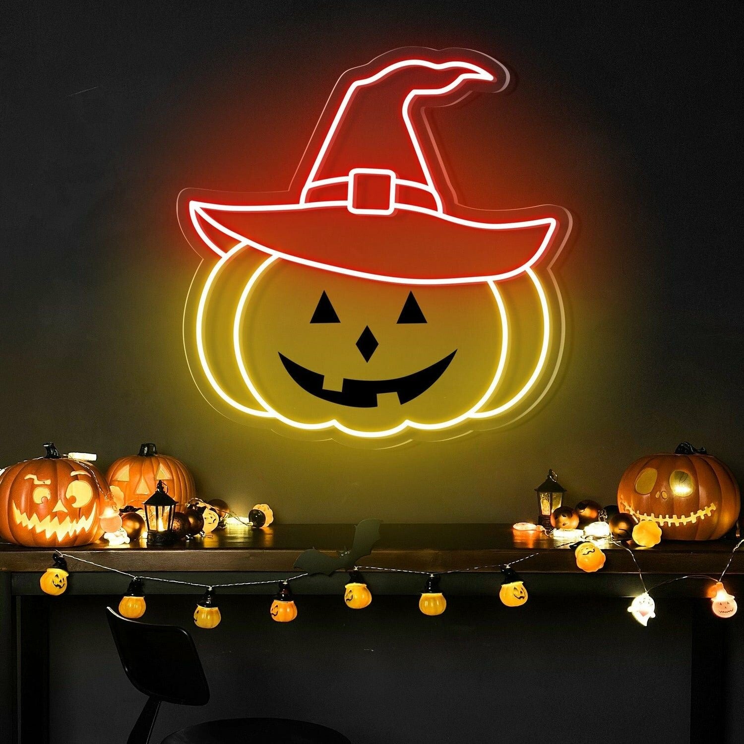 Halloween Festivities Pumpkin Hat Neon Sign For Home Decor | Shineneon