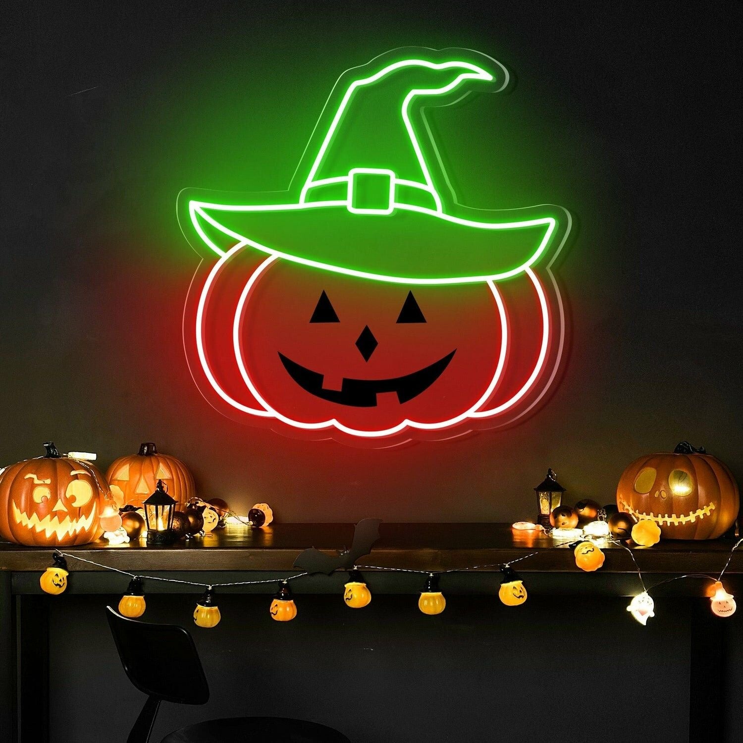 Halloween Festivities Pumpkin Hat Neon Sign For Home Decor | Shineneon