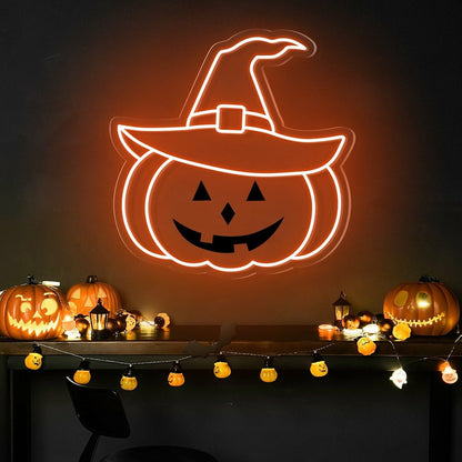 Halloween Festivities Pumpkin Hat Neon Sign For Home Decor | Shineneon