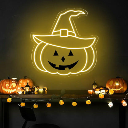 Halloween Festivities Pumpkin Hat Neon Sign For Home Decor | Shineneon