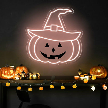 Halloween Festivities Pumpkin Hat Neon Sign For Home Decor | Shineneon