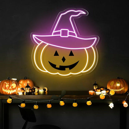 Halloween Festivities Pumpkin Hat Neon Sign For Home Decor | Shineneon