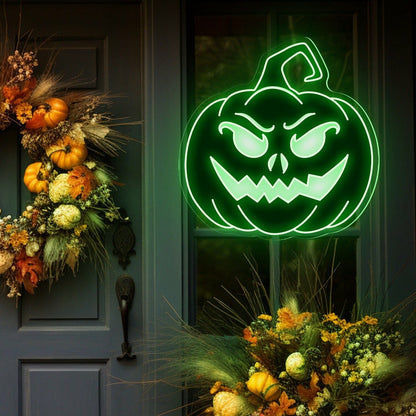 Halloween Festivities With The Devil Face Pumpkin Neon Sign | Shineneon