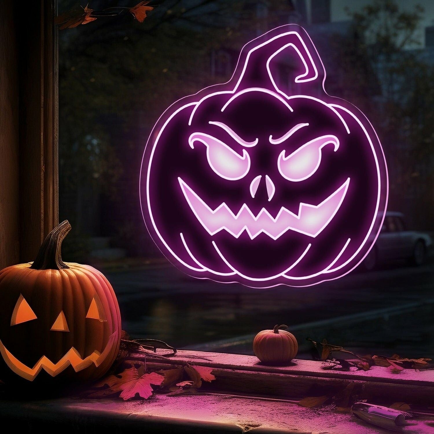 Halloween Festivities With The Devil Face Pumpkin Neon Sign | Shineneon