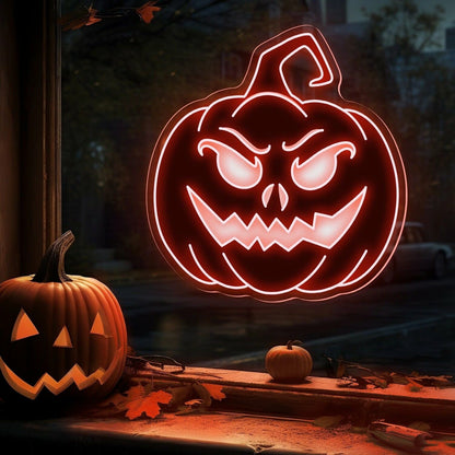 Halloween Festivities With The Devil Face Pumpkin Neon Sign | Shineneon