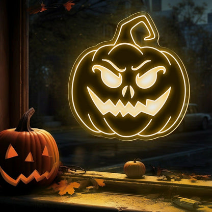 Halloween Festivities With The Devil Face Pumpkin Neon Sign | Shineneon