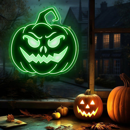 Halloween Festivities With The Devil Face Pumpkin Neon Sign | Shineneon