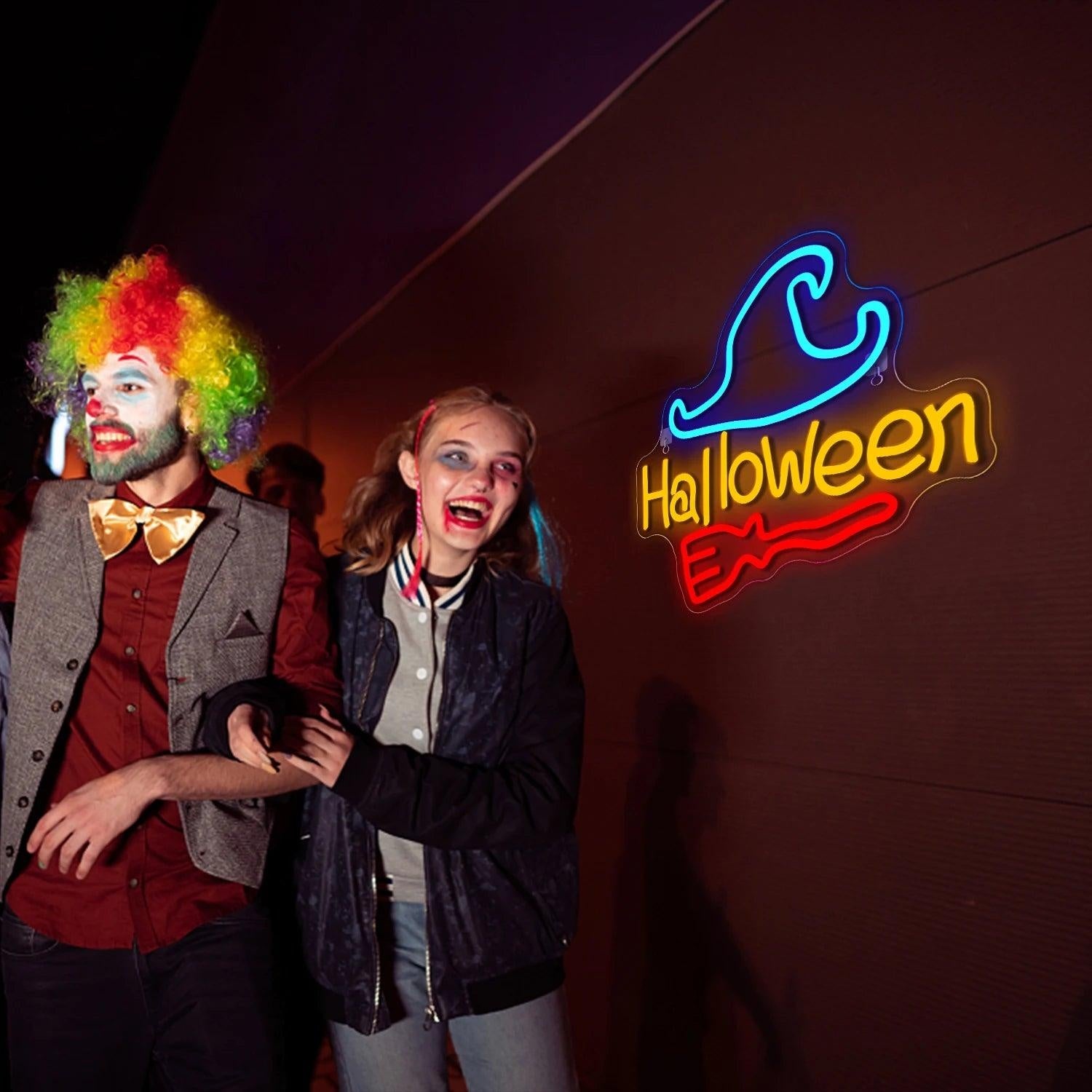 Halloween Multicolor Witch Bat Led Neon Sign For Party Decor | Shineneon