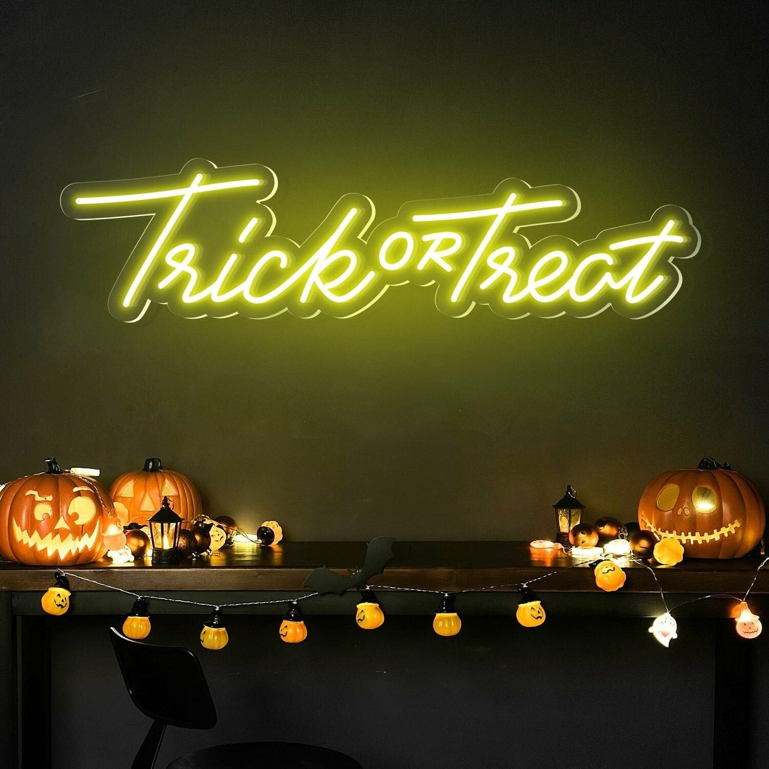 Halloween Party With Trick Or Treat Words Neon Sign | Shineneon