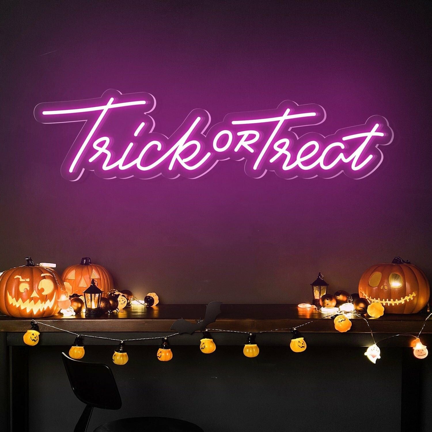 Halloween Party With Trick Or Treat Words Neon Sign | Shineneon