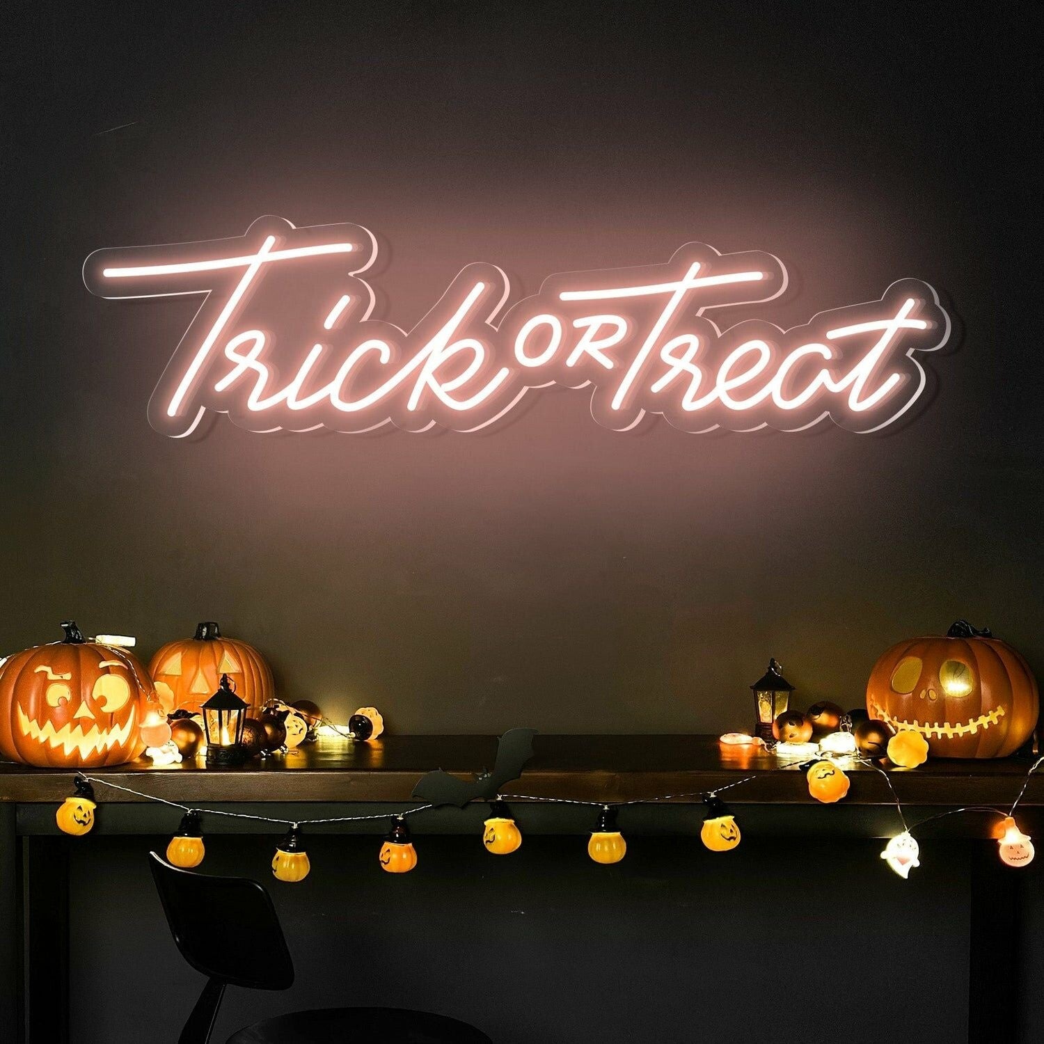 Halloween Party With Trick Or Treat Words Neon Sign | Shineneon
