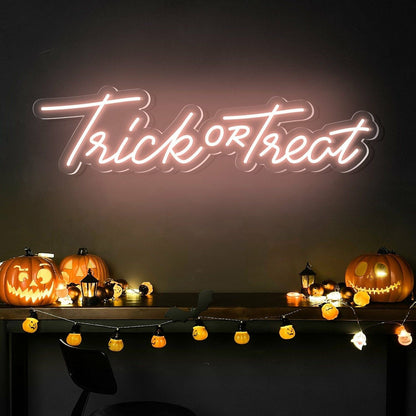 Halloween Party With Trick Or Treat Words Neon Sign | Shineneon