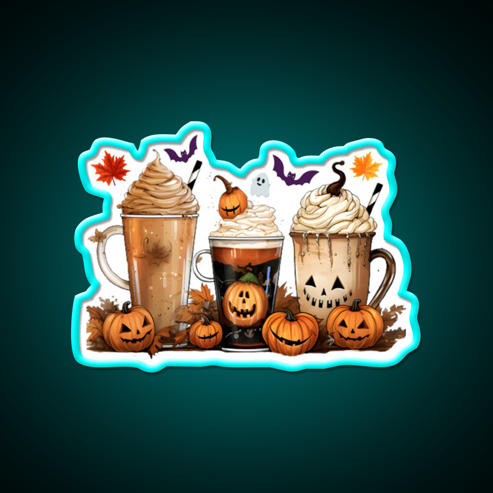 Halloween Pumpkin Spice Latte Coffee Cafe Led Neon Sign Espresso Bar Art Rgb Color