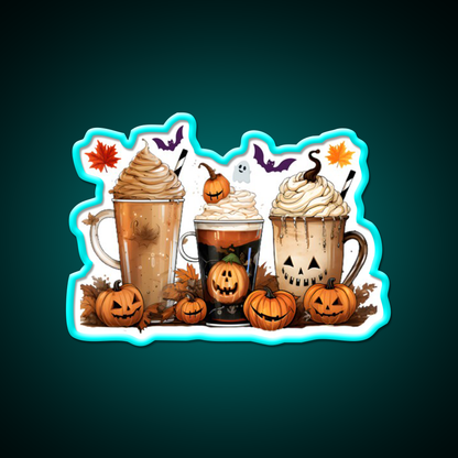 Halloween Pumpkin Spice Latte Coffee Cafe Led Neon Sign Espresso Bar Art Rgb Color