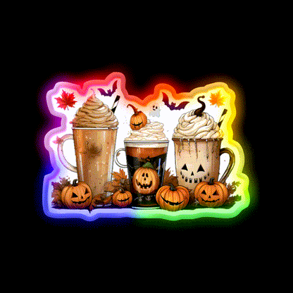 Halloween Pumpkin Spice Latte Coffee Cafe Led Neon Sign Espresso Bar Art Rgb Color