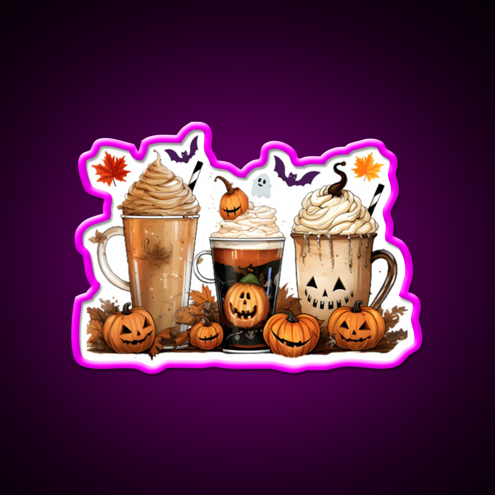 Halloween Pumpkin Spice Latte Coffee Cafe Led Neon Sign Espresso Bar Art Rgb Color