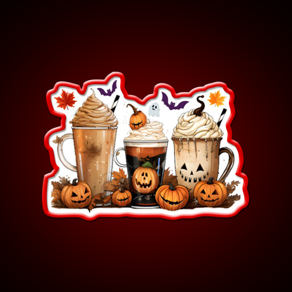 Halloween Pumpkin Spice Latte Coffee Cafe Led Neon Sign Espresso Bar Art Rgb Color