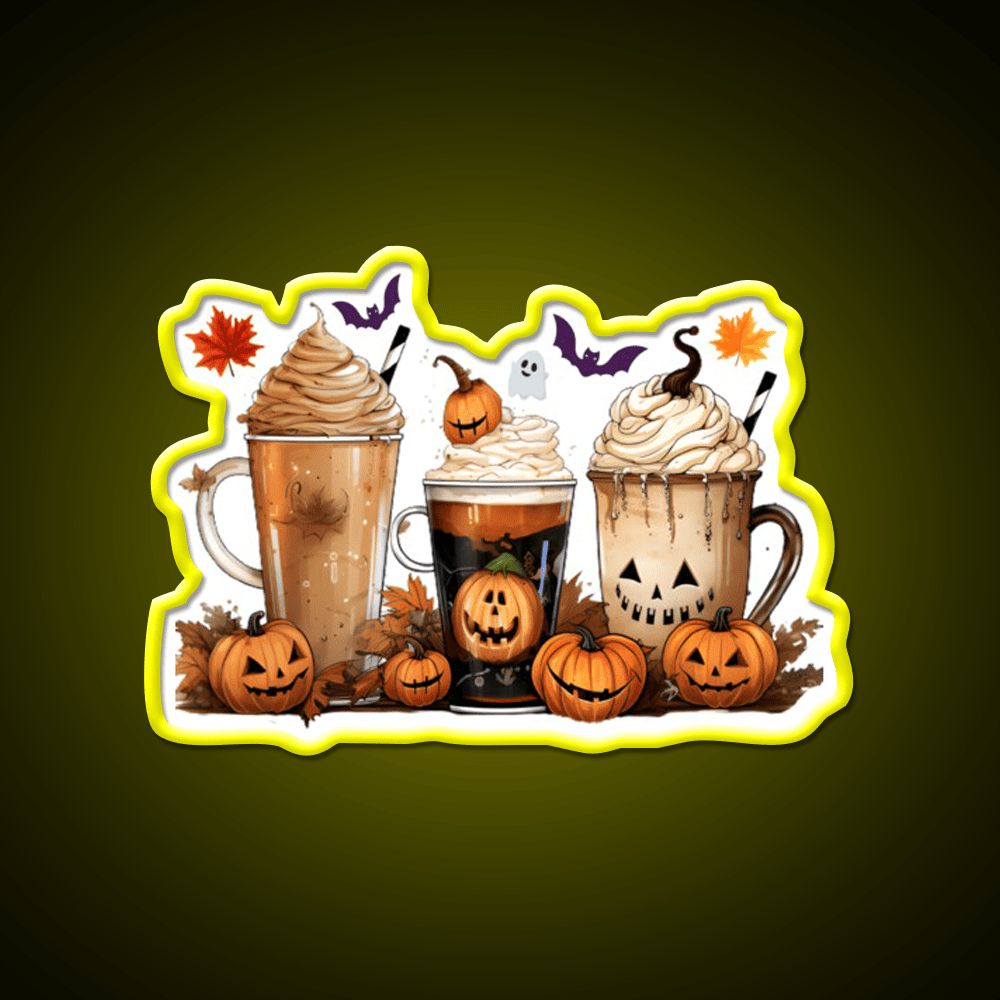Halloween Pumpkin Spice Latte Coffee Cafe Led Neon Sign Espresso Bar Art Rgb Color - Shineneon