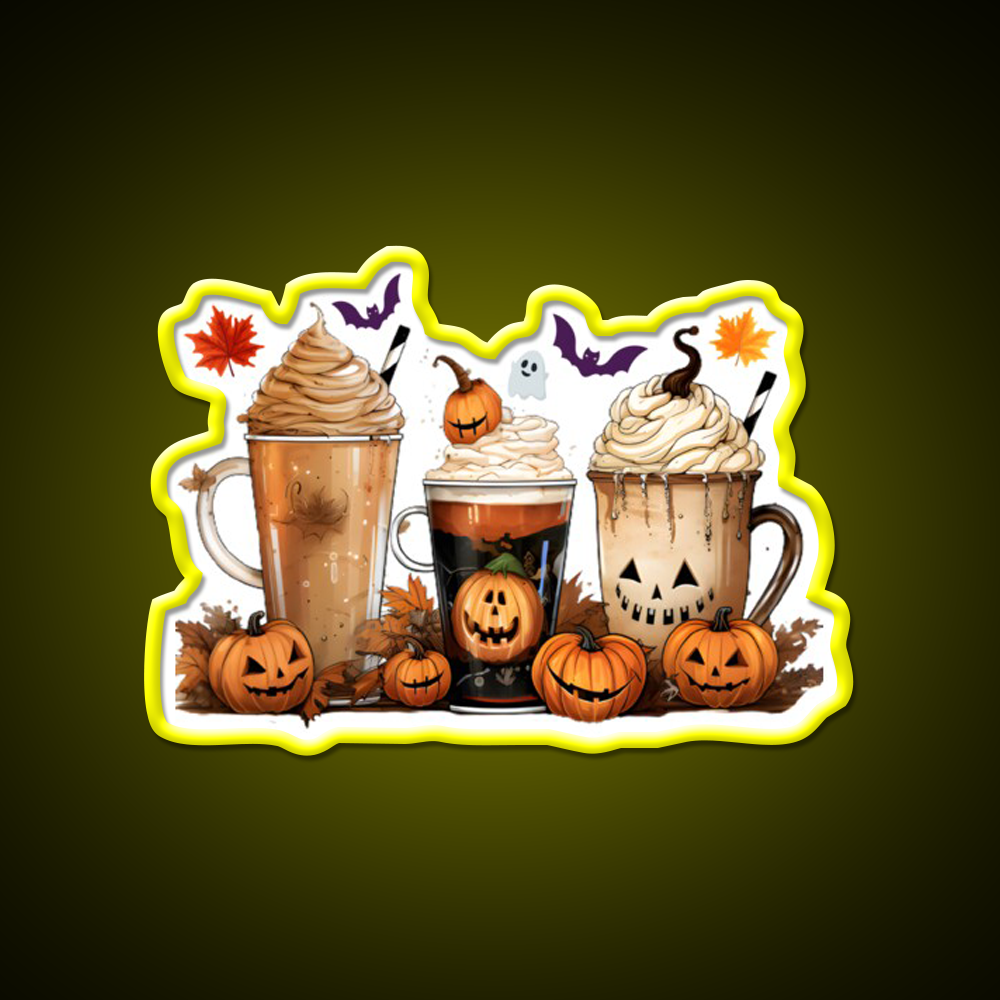 Halloween Pumpkin Spice Latte Coffee Cafe Led Neon Sign Espresso Bar Art Rgb Color